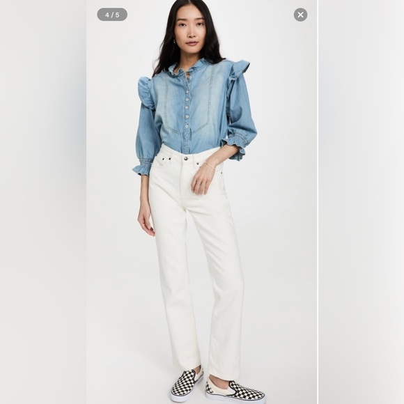 We The Free Louise Button-Front Denim Top Size S NWT $128 - Picture 4 of 13